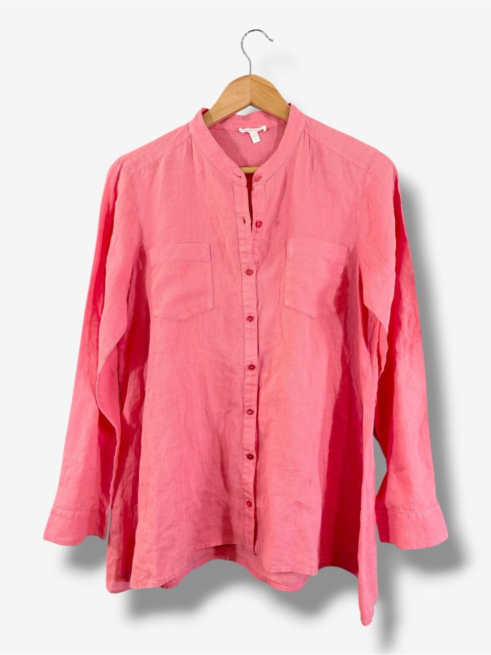 Eileen Fisher Irish Linen Button Up Tunic Shirt Size S Long Sleeve Lagenlook